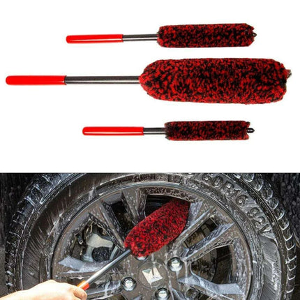 Plush Nylon Wheel Care Brush Trio: 3-Piece Set for Effortless Cleaning - Très Elite