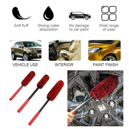Plush Nylon Wheel Care Brush Trio: 3-Piece Set for Effortless Cleaning - Très Elite