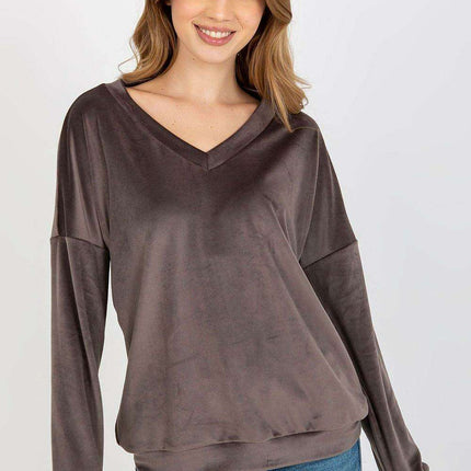 Plush V-Neck Velour Pullover