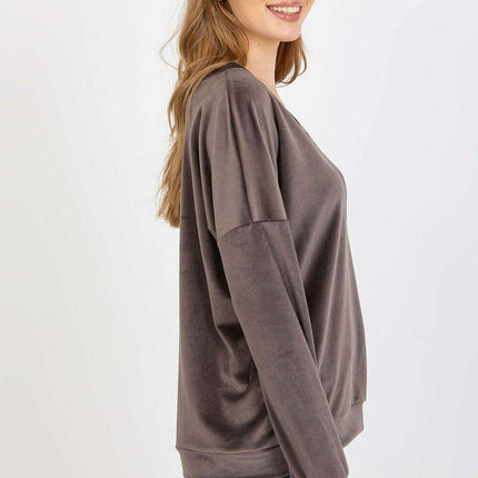 Plush V-Neck Velour Pullover - Très Elite