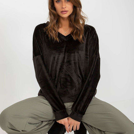 Plush V-Neck Velour Pullover - Très Elite