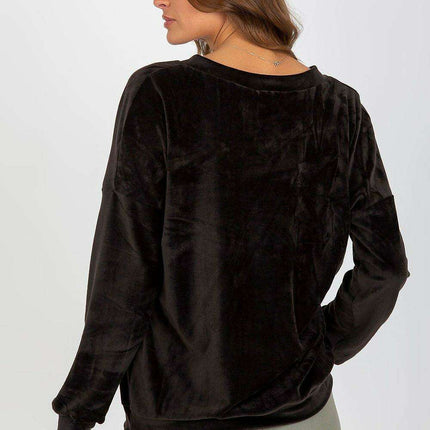 Plush V-Neck Velour Pullover - Très Elite
