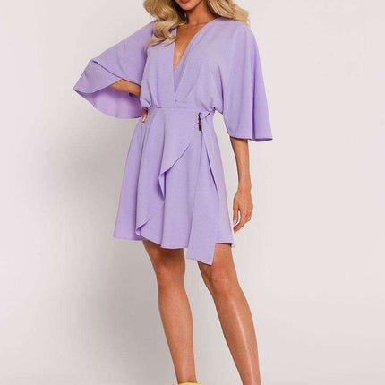 Polish-Inspired Mini Crepe Dress with Distinctive Bat Sleeves - Made in Europe - Très Elite