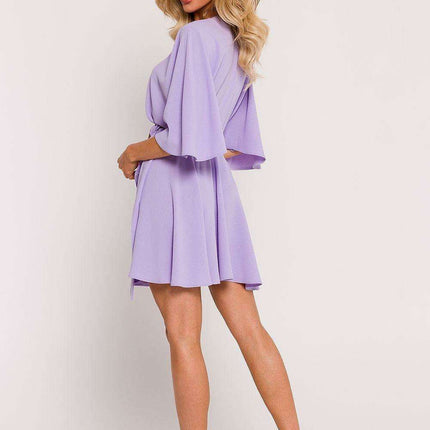 Polish-Inspired Mini Crepe Dress with Distinctive Bat Sleeves - Made in Europe - Très Elite