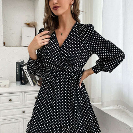 Polka Dot Print Elegant Casual Woven Dress - Très Elite