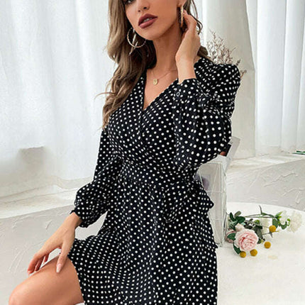 Polka Dot Print Elegant Casual Woven Dress - Très Elite
