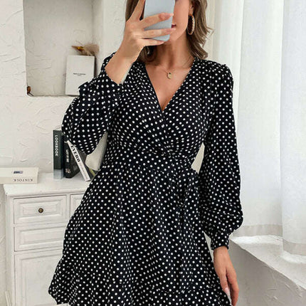 Polka Dot Print Elegant Casual Woven Dress - Très Elite