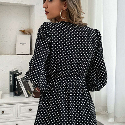 Polka Dot Print Elegant Casual Woven Dress - Très Elite