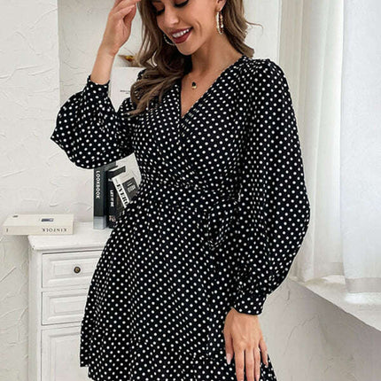 Polka Dot Print Elegant Casual Woven Dress - Très Elite
