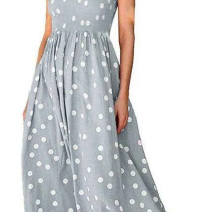 Polka Dot V-Neck Sleeveless Dress - Timeless Women's Wardrobe Essential - Très Elite