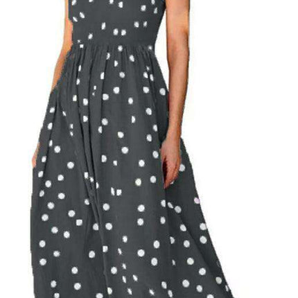 Polka Dot V-Neck Sleeveless Dress - Timeless Women's Wardrobe Essential - Très Elite