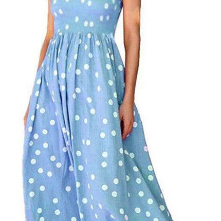 Polka Dot V-Neck Sleeveless Dress - Timeless Women's Wardrobe Essential - Très Elite