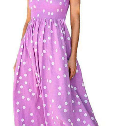 Polka Dot V-Neck Sleeveless Dress - Timeless Women's Wardrobe Essential - Très Elite