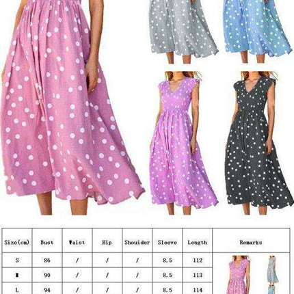 Polka Dot V-Neck Sleeveless Dress - Timeless Women's Wardrobe Essential - Très Elite