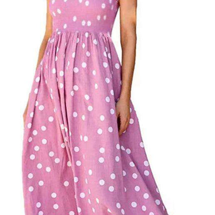 Polka Dot V-Neck Sleeveless Dress - Timeless Women's Wardrobe Essential - Très Elite