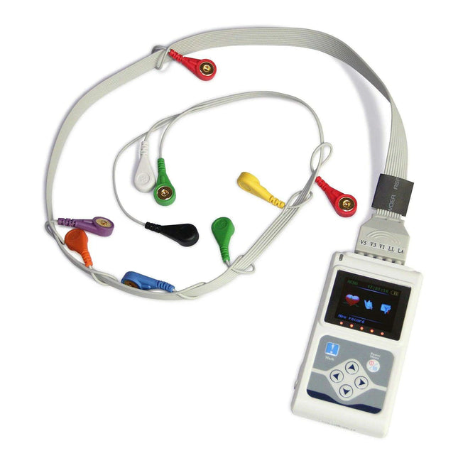 Portable 12-Channel ECG Holter Monitor with LCD for 24-Hour Cardiac Evaluation