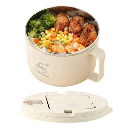 Portable 1300ml Insulated Stainless Steel Noodle Bowl Set with Lid, Chopsticks & Spoon – Ideal for Home, School, and Outdoor Dining - Très Elite