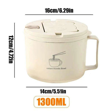 Portable 1300ml Insulated Stainless Steel Noodle Bowl Set with Lid, Chopsticks & Spoon – Ideal for Home, School, and Outdoor Dining - Très Elite