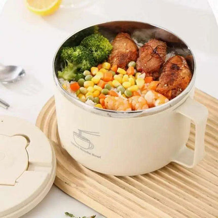 Portable 1300ml Insulated Stainless Steel Noodle Bowl Set with Lid, Chopsticks & Spoon – Ideal for Home, School, and Outdoor Dining - Très Elite