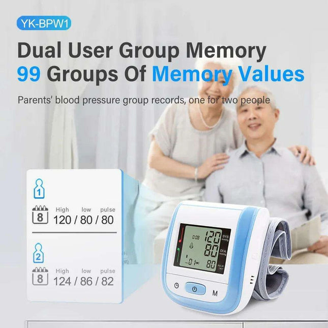 Portable Automatic Wrist Blood Pressure Monitor with Heart Rate Monitoring - Easy-to-Use Design