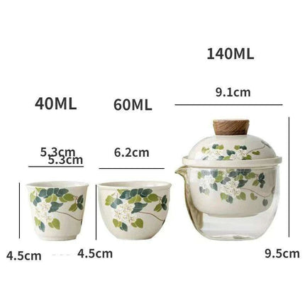 Portable Elegance: Travel-Friendly Chinese Kung Fu Tea Set with Glass Teapot and Cups - Très Elite
