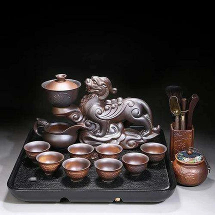 Portable Elegant Gongfu Tea Ceremony Set with Classic Teapot and Infuser - Très Elite