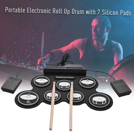 Portable Foldable Electronic Drum Set with Accessories for Practice Anywhere - Très Elite
