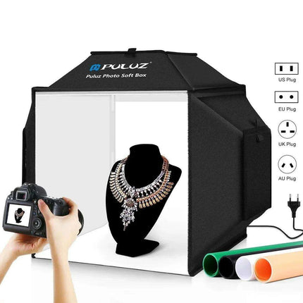 Portable Photography Softbox Studio Kit with Four Vibrant Backdrops - Très Elite