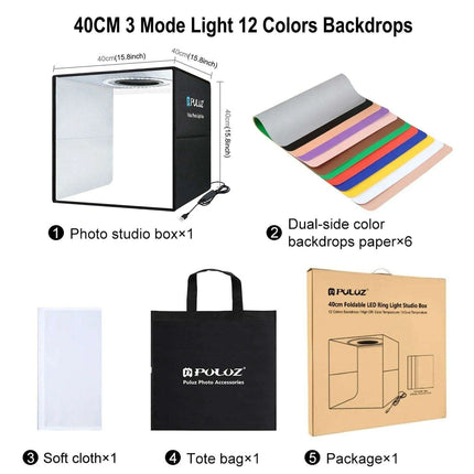 Portable Photography Softbox Studio Kit with Four Vibrant Backdrops- Très Elite- Très Elite