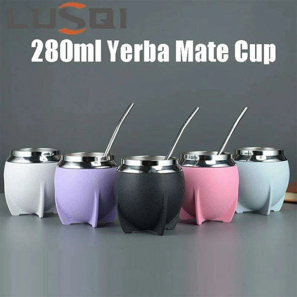 Portable Stainless Steel Yerba Mate Cup & Insulated Water Bottle Set - 280ml Hydration Solution - Très Elite