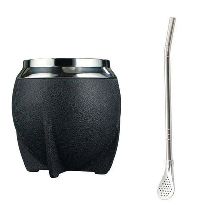 Portable Stainless Steel Yerba Mate Cup & Insulated Water Bottle Set - 280ml Hydration Solution - Très Elite