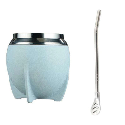 Portable Stainless Steel Yerba Mate Cup & Insulated Water Bottle Set - 280ml Hydration Solution - Très Elite