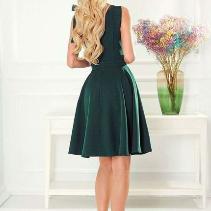 Powder Pink Cocktail Dress with Bowed Sleeves and Stylish Neckline - Très Elite