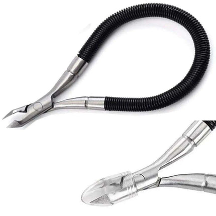 Precision Stainless Steel Cuticle Nippers with Spiral Spring Handle - Ultimate Nail Care Tool for Professionals..