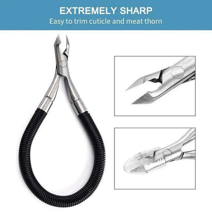 Precision Stainless Steel Cuticle Nippers with Spiral Spring Handle - Ultimate Nail Care Tool for Professionals..