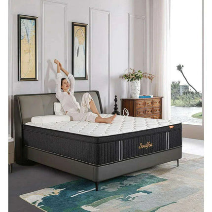 Premium 14 Inch Queen Hybrid Mattress - Exceptional Comfort with Advanced Memory Foam and Pocket Spring Support - Très Elite