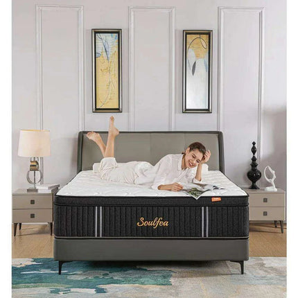 Premium 14 Inch Queen Hybrid Mattress - Exceptional Comfort with Advanced Memory Foam and Pocket Spring Support - Très Elite