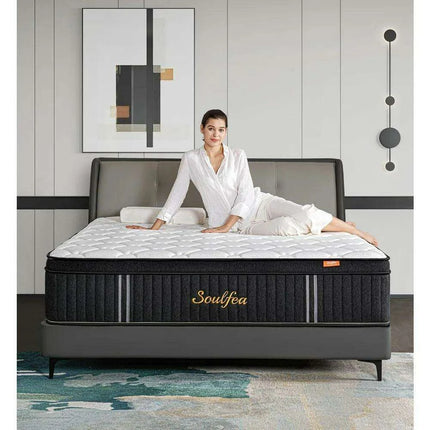 Premium 14 Inch Queen Hybrid Mattress - Exceptional Comfort with Advanced Memory Foam and Pocket Spring Support - Très Elite