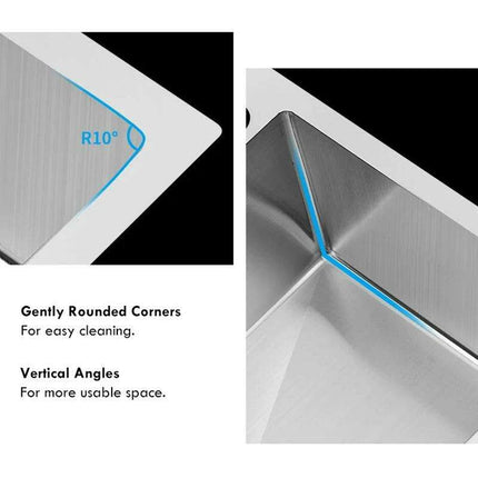 Premium 304 Stainless Steel Handmade Bar Sink Set with Rear Drain and Noise Reduction Features..