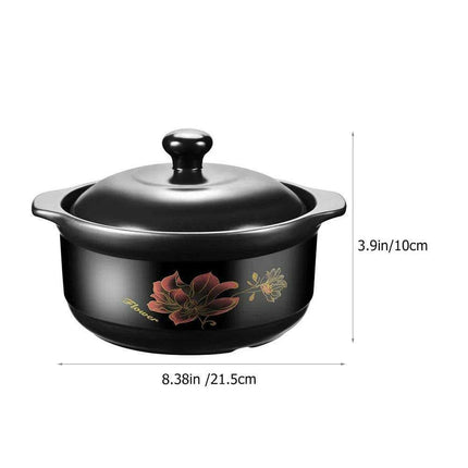 Premium Black Ceramic Clay Casserole Pot with Non-Stick Coating - Perfect for Cooking Chicken, Soup, Rice and More - Très Elite