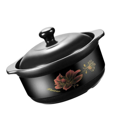 Premium Black Ceramic Clay Casserole Pot with Non-Stick Coating - Perfect for Cooking Chicken, Soup, Rice and More - Très Elite