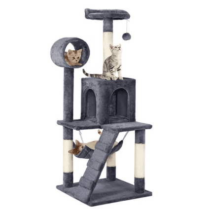 Premium Charcoal Grey Cat Tower Playground with Interactive Features - Ultimate Feline Retreat - Très Elite