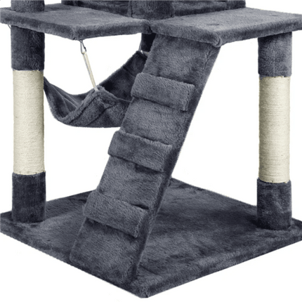 Premium Charcoal Grey Cat Tower Playground with Interactive Features - Ultimate Feline Retreat - Très Elite