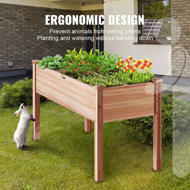 Premium Elevated Fir Wood Garden Planter with Superior Drainage System