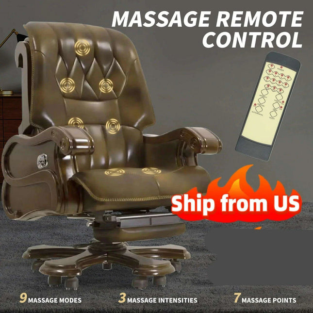 Premium Ergonomic Leather Executive and Gaming Chair with 9-Point Massage Function