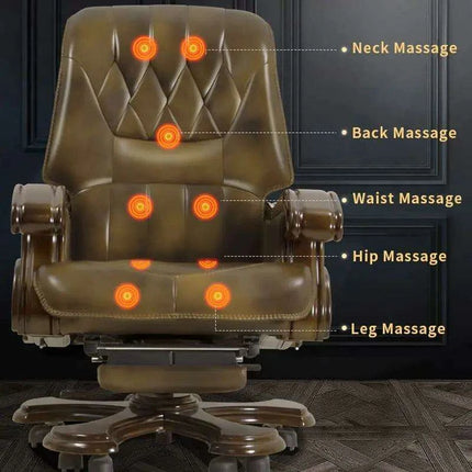 Premium Ergonomic Leather Executive and Gaming Chair with 9-Point Massage Function - Très Elite