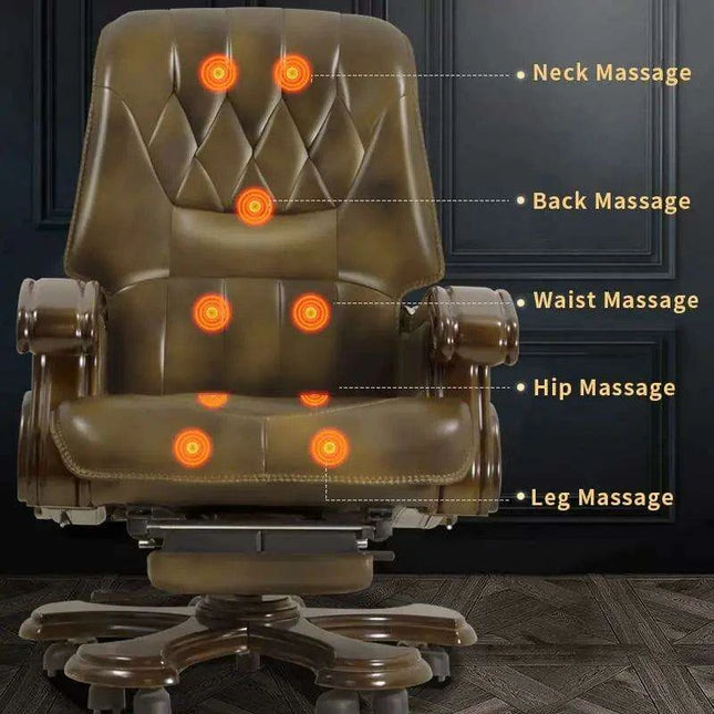 Premium Ergonomic Leather Executive and Gaming Chair with 9-Point Massage Function