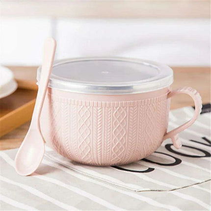 Premium Insulated Stainless Steel Ramen Bowl Set with Lid and Spoon - Large Double-layer Design for Instant Noodles- Très Elite- Très Elite