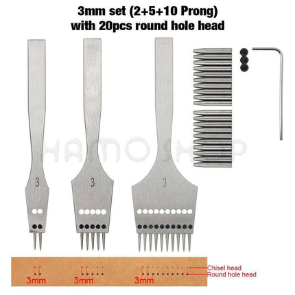 Premium Interchangeable Round Chisel Tool Set for Leather Crafting - Très Elite