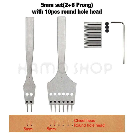 Premium Interchangeable Round Chisel Tool Set for Leather Crafting - Très Elite